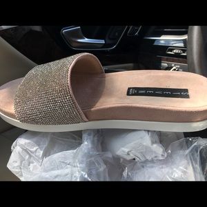 Steven Suede Slides Blush Rhinestones Size 7.5